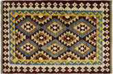 handmade Geometric Kilim Brown Beige Hand-Woven RECTANGLE 100% WOOL area rug 4 x 6
