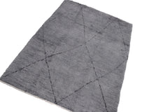 handmade Modern Moroccan Gray Black Hand Knotted RECTANGLE 100% WOOL area rug 8' x 11'