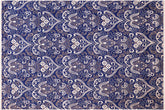 handmade Modern Kafkaz Blue Ivory Hand Knotted RECTANGLE WOOL&VISCOU area rug 8' x 10'