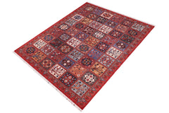 handmade Geometric Kafkaz Rust Blue Hand Knotted RECTANGLE 100% WOOL area rug 9' x 12'