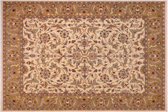 handmade Traditional Ivory Lt. Green Hand Knotted RECTANGLE 100% WOOL area rug 8' x 10'