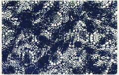 handmade Modern Abstract Blue Ivory Hand Knotted RECTANGLE WOOL&SILK area rug 4' x 6'