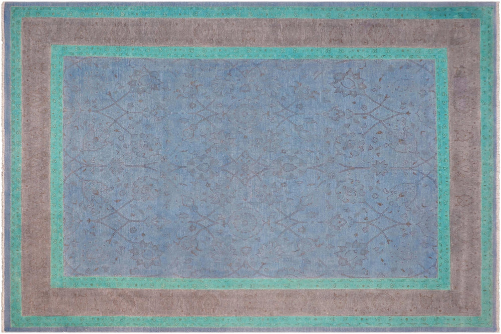 handmade Over Dyed Over Dyed Blue Brown Hand Knotted RECTANGLE 100% WOOL area rug 8' x 10'