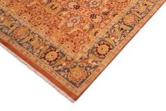 handmade Transitional Agra Orange Gray Hand Knotted RECTANGLE 100% WOOL area rug 8x10