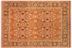 handmade Transitional Agra Orange Gray Hand Knotted RECTANGLE 100% WOOL area rug 8x10