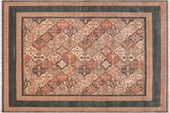 handmade Transitional Green Green Hand Knotted RECTANGLE 100% WOOL area rug 8' x 10'