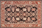 5x6 hand knotted Ziegler wool rug in black and rust - Classic Ziegler Sherrill