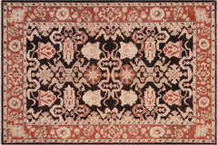 handmade Traditional Kafkaz Black Rust Hand Knotted RECTANGLE 100% WOOL area rug 5x6
