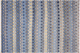 9x12 hand knotted Moroccan style wool rug in blue and ivory - Moroccan Trellis Philomen