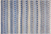 8x10 hand knotted Moroccan style wool rug in blue and ivory - Moroccan Chic Providen