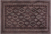 7x10 hand woven Turkish Flat Weave Kilim wool rug in brown and gray - Chic Turkish Jacquili