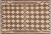6x8 hand woven Turkish Flat Weave Kilim wool rug in beige and brown - Neutral Striped Modern Turkish