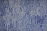 9x12 hand woven Turkish Flat Weave Kilim wool rug in blue and beige - Eclectic Boho Turkish Eleonore