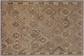 6x8 hand woven Turkish Flat Weave Kilim wool rug in tan and gray - Modern Turkish Elizabet