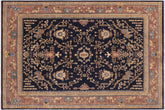 9x12 hand knotted Ziegler wool rug in blue and brown - Bohemian Ziegler Rosie