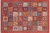 9x12 hand knotted geometric wool rug in rust and blue - Boho Ziegler Georgian