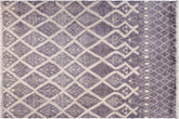 handmade Geometric Moroccan Gray Ivory Hand Knotted RECTANGLE 100% WOOL area rug 9' x 12'