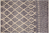 handmade Geometric Moroccan Gray Ivory Hand Knotted RECTANGLE 100% WOOL area rug 8' x 10'