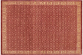 9x12 hand knotted modern wool rug in red and tan - Eclectic Amelia