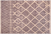 handmade Geometric Moroccan Gray Beige Hand Knotted RECTANGLE 100% WOOL area rug 6' x 9'