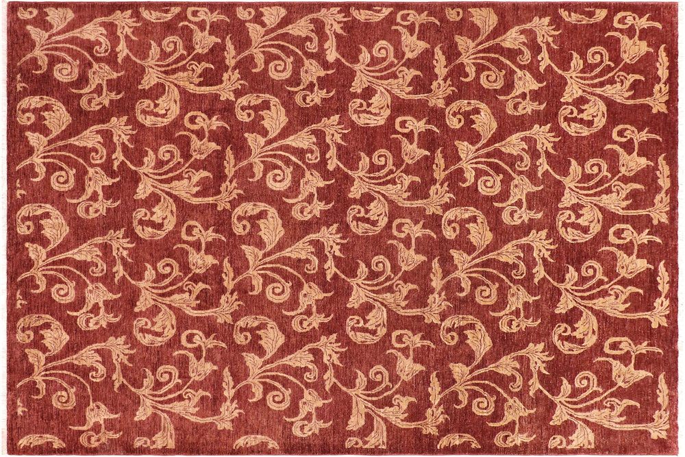 handmade Modern Kafkaz Red Tan Hand Knotted RECTANGLE 100% WOOL area rug 9' x 11'