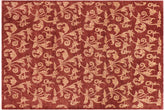9x11 hand knotted modern wool rug in red and tan - Modern Geneviev