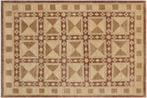 9x11 hand knotted modern wool rug in brown and beige - Chic Monique
