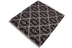 handmade Modern Kilim Brown Gray Hand-Woven RECTANGLE 100% WOOL area rug 5x6