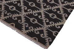 handmade Modern Kilim Brown Gray Hand-Woven RECTANGLE 100% WOOL area rug 5x6