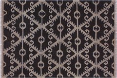 handmade Modern Kilim Brown Gray Hand-Woven RECTANGLE 100% WOOL area rug 5x6