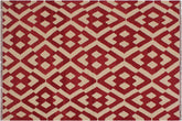 4x6 hand woven Turkish Flat Weave Kilim wool rug in red and beige - Chic Turkish Angla