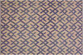 6x8 hand woven Turkish Flat Weave Kilim wool rug in beige and purple - Eclectic Boho Turkish Anglea