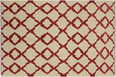 handmade Modern Kilim Beige Red Hand-Woven RECTANGLE 100% WOOL area rug 4' x 6'