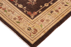handmade Traditional Kafkaz Brown Tan Hand Knotted RECTANGLE 100% WOOL area rug 9' x 12'