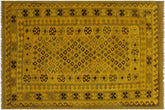 5x8 hand woven Turkish Kilim wool rug in yellow and brown - Rustic Turkish Arlette