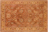 10x14 hand knotted vintage Lavastone low pile wool rug in brown and gold - Lavastone Beulah