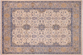 9x11 hand knotted transitional wool rug in ivory and gray - Oriental Armando