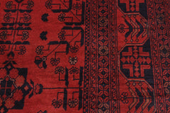 handmade Tribal Biljik Khal Mohammadi Drk. Red Black Hand Knotted RECTANGLE 100% WOOL area rug 6x8