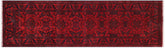 handmade Geometric Khal Muhamm Drk. Red Black Hand Knotted RUNNER 100% WOOL area rug 3' x 10'