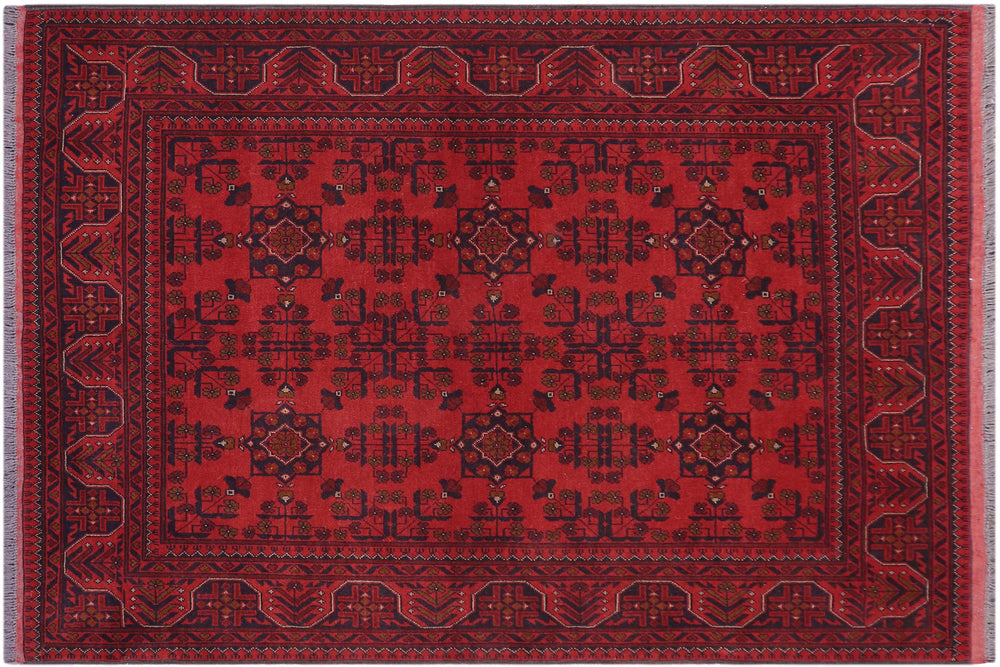 handmade Tribal Biljik Khal Mohammadi Red Blue Hand Knotted RECTANGLE 100% WOOL area rug 5x6