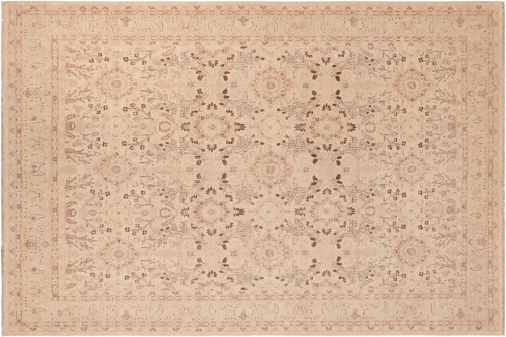 handmade Transitional Kafkaz Tan Brown Hand Knotted RECTANGLE 100% WOOL area rug 10' x 13'