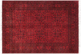 handmade Geometric Khal Muhamm Red Black Hand Knotted RECTANGLE 100% WOOL area rug 5' x 6'