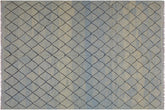 8x10 hand woven Turkish Flat Weave Kilim wool rug in blue and black - Chic Turkish Ayesha
