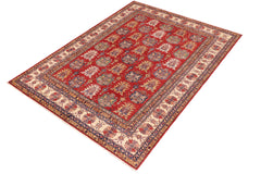 handmade Geometric Super Kazak Red Beige Hand Knotted RECTANGLE 100% WOOL area rug 10' x 14'