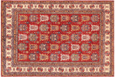 handmade Geometric Super Kazak Red Beige Hand Knotted RECTANGLE 100% WOOL area rug 10' x 14'