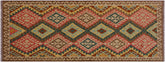 4x8 hand woven Turkish Kilim wool runner rug in brown and red - Chic Blair Turkish