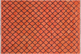 5x7 hand woven Turkish Flat Weave Kilim wool rug in orange and blue - Modern Turkish Boris