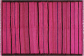 5x7 hand woven Turkish Modern Kilim wool rug in pink and purple - Turkish Chevron Brandon