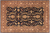 10x14 hand knotted Ziegler wool rug in blue and brown - Bohemian Ziegler Kara