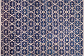 12x17 hand woven Turkish Flat Weave Kilim wool rug in blue and ivory - Chic Turkish Bridget